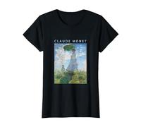 Claude Monet Camiseta Divertida, Arte, sombrilla, impresionismo, Pintura, Hombres, Mujeres, Ropa Divertida, Arte, Regalo, Pintura al óleo Camiseta, Mujer, Negro, XXL