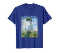 Claude Monet Camiseta Divertida, Arte, sombrilla, impresionismo, Pintura, Hombres, Mujeres, Ropa Divertida, Arte, Regalo, Pintura al óleo Camiseta, Hombre, Azul Real, XL