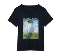 Claude Monet Camiseta Divertida, Arte, sombrilla, impresionismo, Pintura, Hombres, Mujeres, Ropa Divertida, Arte, Regalo, Pintura al óleo Camiseta, Mujer Tallas Grandes, Negro, 1XL Grande