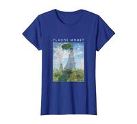 Claude Monet Camiseta Divertida, Arte, sombrilla, impresionismo, Pintura, Hombres, Mujeres, Ropa Divertida, Arte, Regalo, Pintura al óleo Camiseta, Mujer, Azul Real, XL