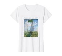 Claude Monet Camiseta Divertida, Arte, sombrilla, impresionismo, Pintura, Hombres, Mujeres, Ropa Divertida, Arte, Regalo, Pintura al óleo Camiseta, Mujer, Blanco, XXL
