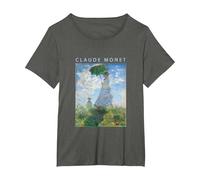 Claude Monet Camiseta Divertida, Arte, sombrilla, impresionismo, Pintura, Hombres, Mujeres, Ropa Divertida, Arte, Regalo, Pintura al óleo Camiseta, Mujer Tallas Grandes, Asfalto, 1XL Grande