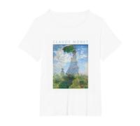 Claude Monet Camiseta Divertida, Arte, sombrilla, impresionismo, Pintura, Hombres, Mujeres, Ropa Divertida, Arte, Regalo, Pintura al óleo Camiseta, Mujer Tallas Grandes, Blanco, 1XL Grande