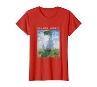 Claude Monet Camiseta Divertida, Arte, sombrilla, impresionismo, Pintura, Hombres, Mujeres, Ropa Divertida, Arte, Regalo, Pintura al óleo Camiseta, Mujer, Rojo, XXL
