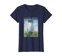 Claude Monet Camiseta Divertida, Arte, sombrilla, impresionismo, Pintura, Hombres, Mujeres, Ropa Divertida, Arte, Regalo, Pintura al óleo Camiseta, Mujer, Azul Marino, XXL
