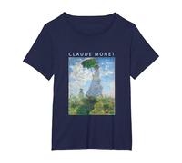 Claude Monet Camiseta Divertida, Arte, sombrilla, impresionismo, Pintura, Hombres, Mujeres, Ropa Divertida, Arte, Regalo, Pintura al óleo Camiseta, Mujer Tallas Grandes, Azul Marino, 1XL Grande