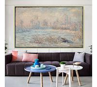 Claude Monet - Kit de pintura 5D con vista de Vetheuil en invierno por Claude Monet, pintura de puntos de perforación completa, para decoración de pared del hogar, 20 x 24 pulgadas