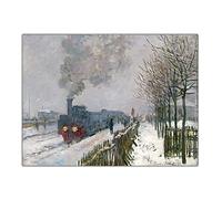 Claude Monet - Kit de pintura por números para adultos, tren en la nieve o la locomotora, kits de pintura para adultos, lienzo, regalos, manualidades para decoración del hogar