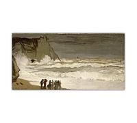 Claude Monet - Kits de pintura en bruto mar en Etretat DIY 5D con puntos de perforación completa, pinturas artísticas para decoración de pared del hogar, 12 x 16 pulgadas