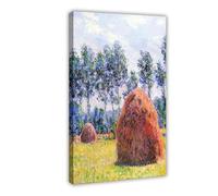 Claude Monet - Póster de Les Meules con impresiones famosas de Les Meules, lienzo para decoración de dormitorio, oficina, cocina, marco de regalo, 61 x 91 cm