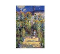Claude Monet - Póster de lienzo famoso de The Artist's Garden at Vétheuil, arte para pared, dormitorio, oficina, habitación, regalo, sin marco, 61 x 91 cm