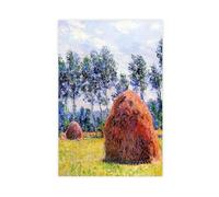 Claude Monet - Póster de pared de Les Meules con impresiones famosas en lienzo, decoración de dormitorio, oficina, cocina, regalo, sin marco, 40,6 x 61 cm