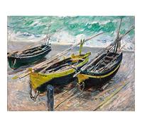 Claude Monet Three Fishing Boats Large Art Print Poster Wall Decor Premium Mural Pescar Los barcos Arte grande Póster pared