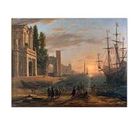 Claudio Lorena. Un Puerto Marítimo. Lienzo Cuadros Famosos Reproducción De Arte Impreso. Lienzo Arte para Decoraciones para El Hogar-80x60cm Sin Marco