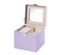 Clauss BC-10050 - Joyero con espejo en la tapa, piel sintética, terciopelo, 15 x 15 x 15 cm, color morado