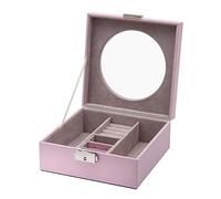 Clauss Caja Joyero, Piel Sintética, Fieltro, Rosa, 16x16x7 cm