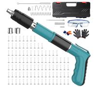 Clavadora manual de hormigón, pistola de clavos, 5 niveles, ajustable, mini clavadora portátil para pared, hormigón, techo, madera, herramienta de fijación con silenciador de 360°, inalámbrico