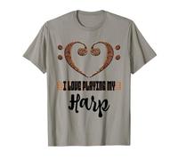 Clave de bajo Musical Heart Me Encanta Tocar mi Arpa, músico Camiseta
