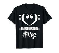 Clave de bajo Musical Heart Me Encanta Tocar mi Arpa, músico Camiseta