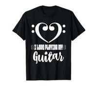 Clave de bajo Musical Heart Me Encanta Tocar mi Guitarra Músico Camiseta
