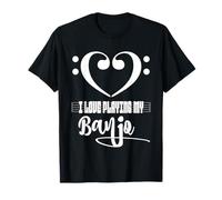 Clave de bajo Musical Heart Me Encanta Tocar mi músico de Banjo Camiseta