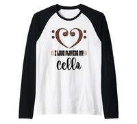Clave de bajo Musical Heart Me Encanta Tocar mi Violonchelo músico Camiseta Manga Raglan