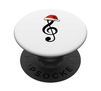 Clave de Sol con Sombrero de Papá Noel - Amante Divertido del diseño navideño PopSockets PopGrip Adhesivo