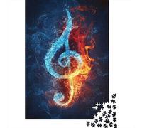 Clave de Sol Fuego Hielo Puzzle de 1000 Piezas Puzzle para Adultos Papel Set de Puzzle 1000 Piezas Arte Fuego y Hielo Relajación Enfoque Familia Decoración Regalo 70x50cm/1000pcs