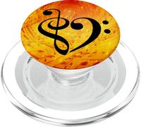 Clave de Sol y bajo Corazón Sunny Orange Partituras Bajista PopSockets PopGrip para MagSafe