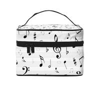 Clave Música Notas Hoja Símbolo Agudos Resumen, Bolsa de Maquillaje Bolsa de cosméticos Bolsa de Aseo de Viaje portátil Estuche para lápices