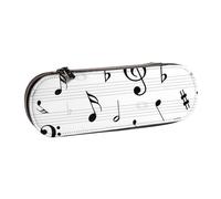 Clave Música Notas Hoja Símbolo Agudos Resumen, Estuche para lápices Estuche para lápices de Cuero de PU Estuche para lápices de Gran Capacidad Estuche para lápices Bolsa de cosméticos