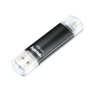 Clave USB "Laeta Twin", USB 3.0, 16 GB, 40 MB/s, Negra, Embalaje Fino