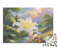 Clavel Rompecabezas clásico de cartón de Lirio Blanco en Bosque Soleado, Entretenimiento Interactivo para Combatir el aburrimiento 52x38cm/1000 Piezas