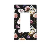 Claveles de flores margaritas cubiertas de placa de pared sin tornillos, tamaño estándar 11,7 x 7,1 cm, cubierta decorativa para interruptor de luz, cubierta para enchufes, policarbonato