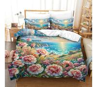 claveles Fabricación 3D Sábanas Ropa De Cama Juego De Edredón claveles Funda De Cama Fibra Ultrafina Funda De Almohada Incluida Delicado Y Lavable Super King（260x220cm）