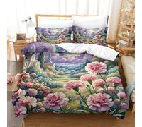 claveles Fabricación 3D Sábanas Ropa De Cama Juego De Edredón claveles Funda De Cama Fibra Ultrafina Funda De Almohada Incluida Delicado Y Lavable King（220x240cm）