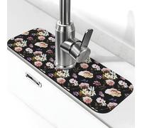 Claveles Flores Margaritas Grifo Esterilla para Fregadero de Cocina, Alfombrilla de Escurrir para Fregadero de Cocina, Antisalpicaduras, Absorbente, Secado rápido, Fregadero de Cocina, Alfombrilla de