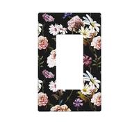 Claveles, flores, margaritas, placas de pared, placas de pared de 1 placa, tamaño mediano, 12,7 x 7,6 cm, cubierta decorativa para interruptor de luz, cubierta de enchufe de policarbonato
