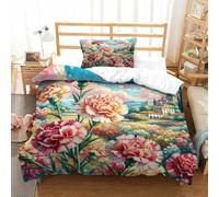claveles Impresa En 3D con Funda De Edredón De Microfibra con Juego De Cama con Cremallera Fundas De Almohada Adolescentes Ninas Single(135x200cm)