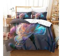 Claveles Luminosos Edredón Impreso En 3D con Funda De Almohada Color del gradiente Juego De 3 Piezas De Ropa De Cama con Cremallera Oculta Microfibra Muy Suave King（220x240cm）