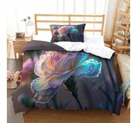 Claveles Luminosos Edredón Impreso En 3D con Funda De Almohada Color del gradiente Juego De 3 Piezas De Ropa De Cama con Cremallera Oculta Microfibra Muy Suave Single（135x200cm）