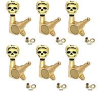 Claves de afinador de guitarra de calavera de metal, estructura sellada para un ajuste estable del tono en guitarra eléctrica o acústica, color negro (dorado 6R)