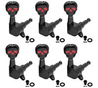 Claves de afinador de guitarra de calavera de metal, estructura sellada para un ajuste estable del tono en guitarra eléctrica o acústica, negro (negro 6R)