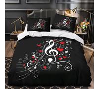 Claves musicales Funda de Edredón incluye Fundas de Almohada Juego de 3 Piezas Microfibra de poliéster Impresión 3D Cremallera Oculta Suave Abstracto Funda Edredon for Ancianos Double（200x200cm）