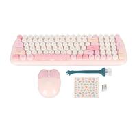 Clavier Sans Fil Souris coloré Pleine Taille Clavier de Machine à écrire Souris optique Mignonne pour Window PC ordinateur Portable ordinateur de Bureau (Rose)