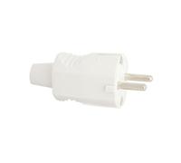 Clavija 10/16A de caucho blanca, resistente y duradera, ideal para conexiones eléctricas en entornos exigentes.