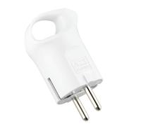 Clavija 16A blanca con anillo, 4.8mm de diámetro, ideal para conexiones eléctricas seguras y eficientes en hogares y oficinas.
