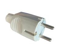 Clavija 16A de PVC blanco, en blister, ideal para conexiones eléctricas seguras y protección contra el desgaste.