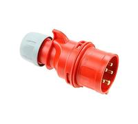 Clavija 32A 400V~ con 3P + N + T, IP44, ideal para conexiones industriales y uso en exteriores.