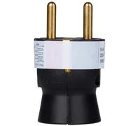 Clavija aérea de 16A 250V, color negra, ideal para conexiones eléctricas seguras en instalaciones exteriores.